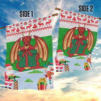 Wales Christmas Garden Flag with Red Dragon Gift and Holiday Crest Snow Scene - Wonder Print Shop