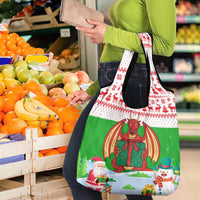 Wales Christmas Grocery Bag with Red Dragon Gift and Holiday Crest Snow Scene - Wonder Print Shop