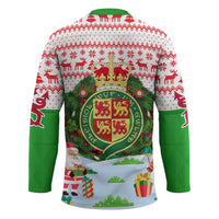 Wales Christmas Hockey Jersey with Red Dragon Gift and Holiday Crest Snow Scene - Wonder Print Shop