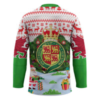 Wales Christmas Hockey Jersey with Red Dragon Gift and Holiday Crest Snow Scene - Wonder Print Shop