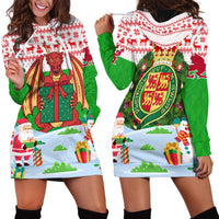 Wales Christmas Hoodie Dress with Red Dragon Gift and Holiday Crest Snow Scene - Wonder Print Shop