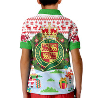 Wales Christmas Kid Polo Shirt with Red Dragon Gift and Holiday Crest Snow Scene - Wonder Print Shop