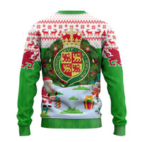 Wales Christmas Ugly Christmas Sweater with Red Dragon Gift and Holiday Crest Snow Scene - Wonder Print Shop