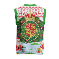 Wales Christmas Knitted V-Neck Vest with Red Dragon Gift and Holiday Crest Snow Scene - Wonder Print Shop