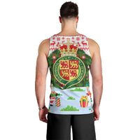 Wales Christmas Men Tank Top with Red Dragon Gift and Holiday Crest Snow Scene - Wonder Print Shop