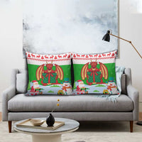 Wales Christmas Pillow Cover with Red Dragon Gift and Holiday Crest Snow Scene - Wonder Print Shop