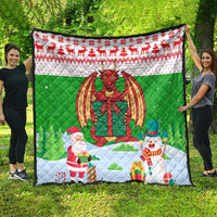 Wales Christmas Quilt with Red Dragon Gift and Holiday Crest Snow Scene - Wonder Print Shop