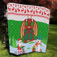 Wales Christmas Quilt with Red Dragon Gift and Holiday Crest Snow Scene - Wonder Print Shop