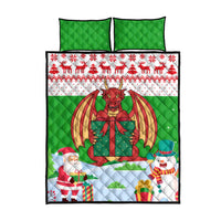 Wales Christmas Quilt Bed Set with Red Dragon Gift and Holiday Crest Snow Scene - Wonder Print Shop