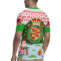 Wales Christmas Rugby Jersey with Red Dragon Gift and Holiday Crest Snow Scene - Wonder Print Shop