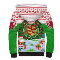 Wales Christmas Sherpa Hoodie with Red Dragon Gift and Holiday Crest Snow Scene - Wonder Print Shop
