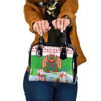 Wales Christmas Shoulder Handbag with Red Dragon Gift and Holiday Crest Snow Scene - Wonder Print Shop