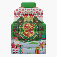Wales Christmas Sleeveless Puffer Jacket with Red Dragon Gift and Holiday Crest Snow Scene - Wonder Print Shop
