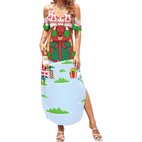 Wales Christmas Summer Maxi Dress with Red Dragon Gift and Holiday Crest Snow Scene - Wonder Print Shop