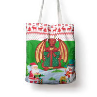 Wales Christmas Tote Bag with Red Dragon Gift and Holiday Crest Snow Scene - Wonder Print Shop