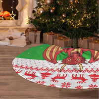 Wales Christmas Tree Skirt with Red Dragon Gift and Holiday Crest Snow Scene - Wonder Print Shop