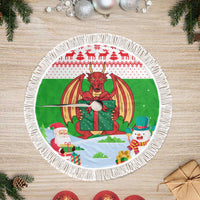 Wales Christmas Tree Skirt with Red Dragon Gift and Holiday Crest Snow Scene - Wonder Print Shop