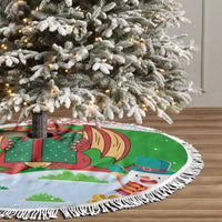 Wales Christmas Tree Skirt with Red Dragon Gift and Holiday Crest Snow Scene - Wonder Print Shop