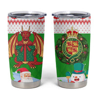 Wales Christmas Tumbler Cup with Red Dragon Gift and Holiday Crest Snow Scene - Wonder Print Shop