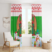 Wales Christmas Window Curtain with Red Dragon Gift and Holiday Crest Snow Scene - Wonder Print Shop
