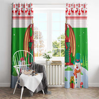 Wales Christmas Window Curtain with Red Dragon Gift and Holiday Crest Snow Scene - Wonder Print Shop