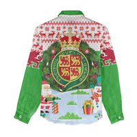 Wales Christmas Women Casual Shirt with Red Dragon Gift and Holiday Crest Snow Scene - Wonder Print Shop