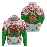Wales Christmas Zip Hoodie with Red Dragon Gift and Holiday Crest Snow Scene - Wonder Print Shop