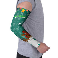 Wales Christmas Arm Sleeves with Red Dragon Santa Sleigh and Festive Green Snowflake - Wonder Print Shop