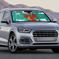 Wales Christmas Auto Sun Shade with Red Dragon Santa Sleigh and Festive Green Snowflake - Wonder Print Shop