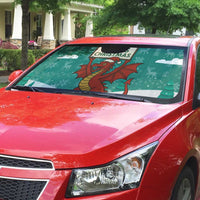 Wales Christmas Auto Sun Shade with Red Dragon Santa Sleigh and Festive Green Snowflake - Wonder Print Shop