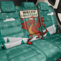 Wales Christmas Back Car Seat Cover with Red Dragon Santa Sleigh and Festive Green Snowflake - Wonder Print Shop