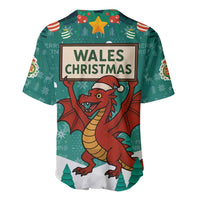 Wales Christmas Baseball Jersey with Red Dragon Santa Sleigh and Festive Green Snowflake - Wonder Print Shop