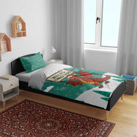 Wales Christmas Bedding Set with Red Dragon Santa Sleigh and Festive Green Snowflake - Wonder Print Shop