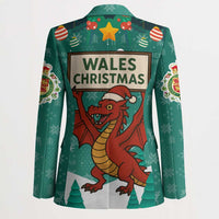 Wales Christmas Blazer with Red Dragon Santa Sleigh and Festive Green Snowflake - Wonder Print Shop