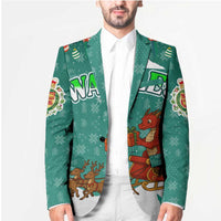 Wales Christmas Blazer with Red Dragon Santa Sleigh and Festive Green Snowflake - Wonder Print Shop