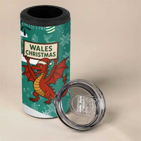Wales Christmas 4 in 1 Can Cooler Tumbler with Red Dragon Santa Sleigh and Festive Green Snowflake - Wonder Print Shop