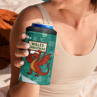Wales Christmas 4 in 1 Can Cooler Tumbler with Red Dragon Santa Sleigh and Festive Green Snowflake - Wonder Print Shop