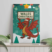 Wales Christmas Canvas Wall Art with Red Dragon Santa Sleigh and Festive Green Snowflake - Wonder Print Shop