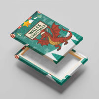 Wales Christmas Canvas Wall Art with Red Dragon Santa Sleigh and Festive Green Snowflake - Wonder Print Shop