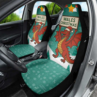 Wales Christmas Car Seat Cover with Red Dragon Santa Sleigh and Festive Green Snowflake - Wonder Print Shop