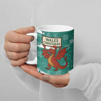 Wales Christmas Ceramic Mug with Red Dragon Santa Sleigh and Festive Green Snowflake - Wonder Print Shop