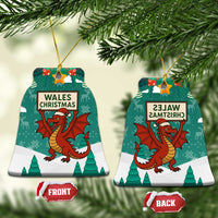 Wales Christmas Ceramic Ornament with Red Dragon Santa Sleigh and Festive Green Snowflake - Wonder Print Shop