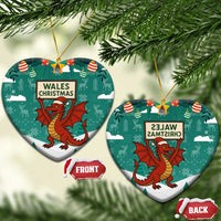 Wales Christmas Ceramic Ornament with Red Dragon Santa Sleigh and Festive Green Snowflake - Wonder Print Shop