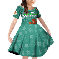 Wales Christmas Family Matching Off Shoulder Short Dress and Hawaiian Shirt with Red Dragon Santa Sleigh and Festive Green Snowflake - Wonder Print Shop