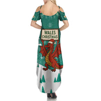 Wales Christmas Family Matching Summer Maxi Dress and Hawaiian Shirt with Red Dragon Santa Sleigh and Festive Green Snowflake - Wonder Print Shop