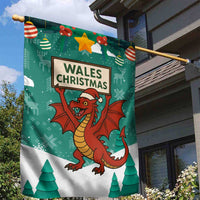 Wales Christmas Garden Flag with Red Dragon Santa Sleigh and Festive Green Snowflake - Wonder Print Shop