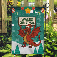 Wales Christmas Garden Flag with Red Dragon Santa Sleigh and Festive Green Snowflake - Wonder Print Shop