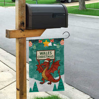 Wales Christmas Garden Flag with Red Dragon Santa Sleigh and Festive Green Snowflake - Wonder Print Shop