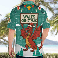 Wales Christmas Hawaiian Shirt with Red Dragon Santa Sleigh and Festive Green Snowflake - Wonder Print Shop