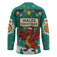 Wales Christmas Hockey Jersey with Red Dragon Santa Sleigh and Festive Green Snowflake - Wonder Print Shop